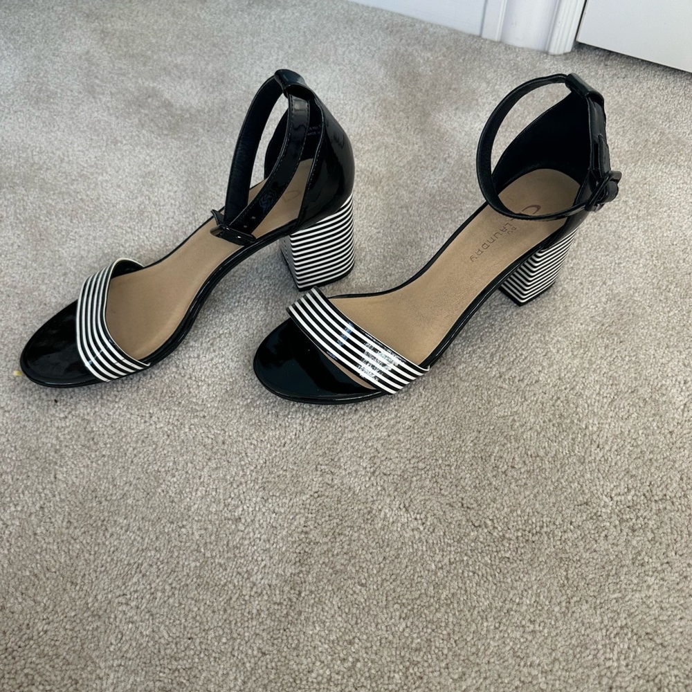 Chinese Laundry Black and White Striped Heels